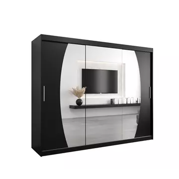 Buy Elypse Sliding Door Wardrobe 250cm, Colour: Black, Item Width: 250 from Furnituretta