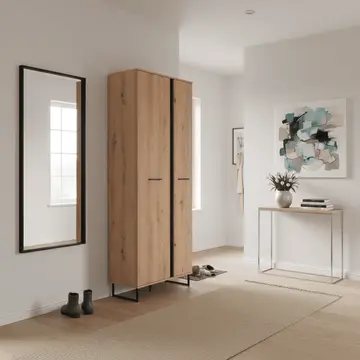 Buy Barry Tall Slim 2 Door Wardrobe &ndash; Oak Effect Narrow Hallway Storage from Furnituretta