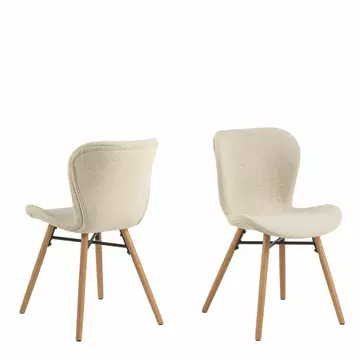 Buy Batilda Dining Chairs with Cream Fabric and Oak Set of 2 from Furnituretta