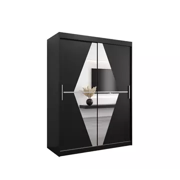 Buy Boliwia Sliding Door Wardrobe 150cm, Colour: Black, Item Width: 150 from Furnituretta