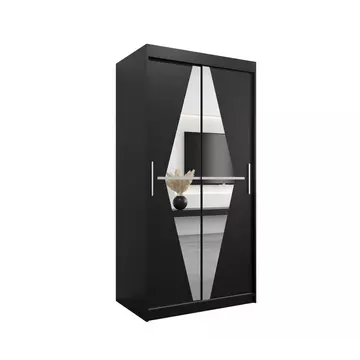 Buy Boliwia Sliding Door Wardrobe 100cm, Colour: Black, Item Width: 100 from Furnituretta