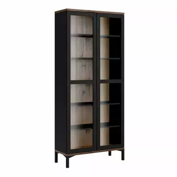 Buy Roomers Display Cabinet Glazed 2 Doors in Black and Walnut from Furnituretta