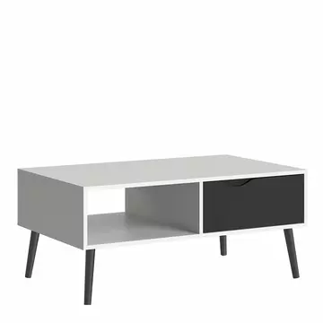 Buy Oslo Coffee Table 1 Drawer 1 Shelf in White and Black Matt from Furnituretta