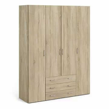 Buy Space Wardrobe 4 Doors 3 Drawers in Oak 2000, Colour: Oak, Width: 154 from Furnituretta