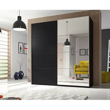 Buy Beta Sliding Door Wardrobe, Colour: Black Matt, Item Width: 180 from Furnituretta