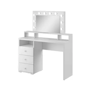 Buy Diva 49 Dressing Table with 3 Drawers and Mirror White from Furnituretta