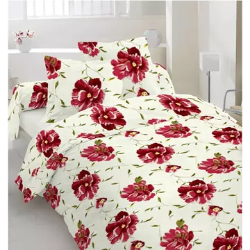 Buy Peony Floral Bold Print Duvet Quilt Cover Bedding Set, Colour: Cream, Size: Double from Furnituretta