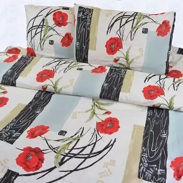 Buy Red Poppy Flower Cotton Duvet Cover Set Button Fastening from Furnituretta