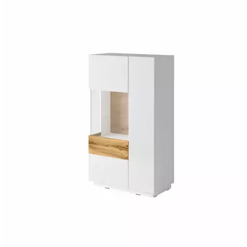 Buy Silke 42 Display Cabinet [Left], Colour: White Gloss / Wotan Oak, Width: 80 from Furnituretta