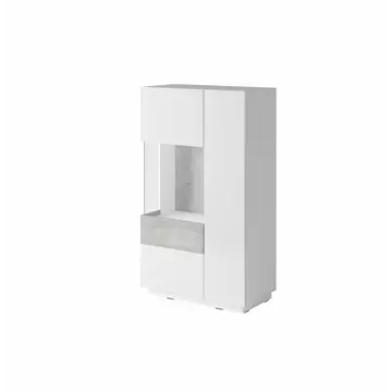 Buy Silke 42 Display Cabinet [Left], Colour: White Gloss / Concrete Grey, Width: 80 from Furnituretta