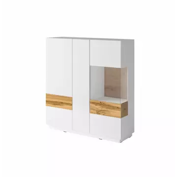 Buy Silke 46 Large Display Cabinet [Right], Colour: White Gloss / Wotan Oak, Width: 130 from Furnituretta