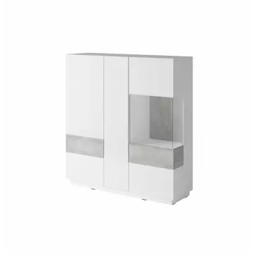 Buy Silke 46 Large Display Cabinet [Right], Colour: White Gloss / Concrete Grey, Width: 130 from Furnituretta