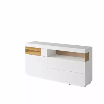Buy Silke 47 Sideboard Cabinet, Colour: White Gloss / Wotan Oak, Width: 150 from Furnituretta