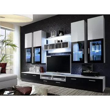 Buy Lyra Entertainment TV Unit Black Gloss and White Gloss, Colour: Black Gloss/White Gloss, Width: 300 from Furnituretta