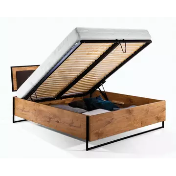 Buy Loft Bed with Storage in 3 Sizes, Colour: Oak Lancelot, Size: EU Double [140 x 200cm] from Furnituretta