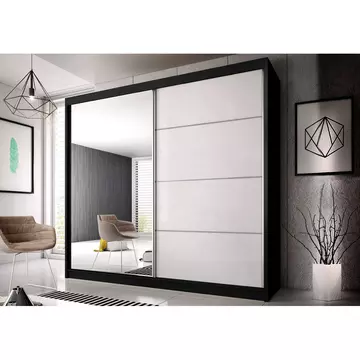 Buy Multi 35 Sliding Mirror Door Wardrobe Black Matt 183cm, Colour: Black Matt, Item Width: 183 from Furnituretta