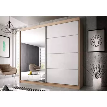 Buy Multi 35 Sliding Mirror Door Wardrobe Oak Sonoma 183cm, Colour: Oak Sonoma, Item Width: 183 from Furnituretta