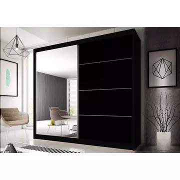 Buy Multi 31 Sliding Mirror Door Wardrobe 233cm, Colour: Black Matt, Item Width: 233 from Furnituretta