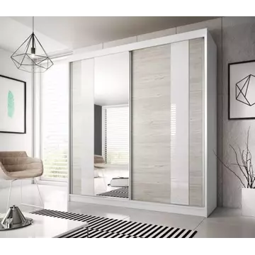 Buy Multi 32 Sliding Mirror Door Wardrobe 203cm, Colour: White Matt, Item Width: 203 from Furnituretta