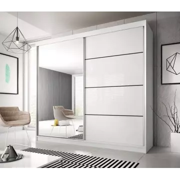 Buy Multi 35 Sliding Mirror Door Wardrobe White Matt 183cm, Colour: White Matt, Item Width: 183 from Furnituretta