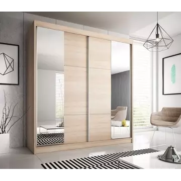 Buy Multi 36 Sliding Mirror Door Wardrobe 233cm, Colour: Oak Sonoma, Width: 233 from Furnituretta
