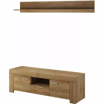 Buy Sky TV Cabinet + Wall Shelf, Colour: Oak Riviera, Width: 155 from Furnituretta