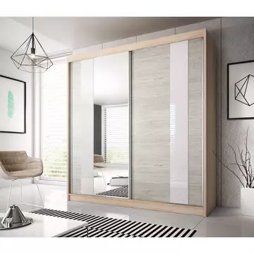 Buy Multi 32 Sliding Mirror Door Wardrobe 233cm, Colour: Oak Sonoma, Width: 233 from Furnituretta