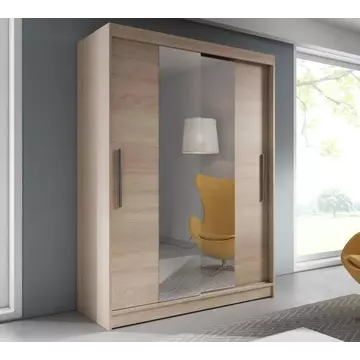 Buy Vista 01 Sliding Mirror Door Wardrobe 150cm in Sonoma Oak, Colour: Oak Sonoma, Width: 150, Front Colour: Oak Sonoma from Furnituretta