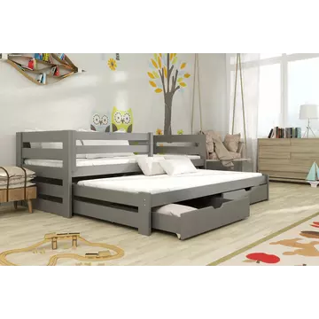 Buy Wooden Double Bed Kubus with Trundle and Storage, Colour: Graphite, Mattresses: Without Mattresses from Furnituretta