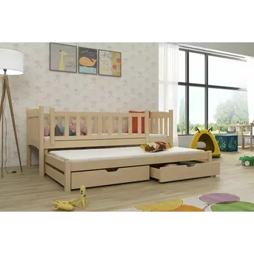 Buy Wooden Double Bed Amelka with Trundle and Storage Pine, Colour: Pine, Mattreses: Without Mattresses from Furnituretta