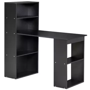 Buy Homcom 120cm Modern Computer Desk Bookshelf  Writing Table Workstation PC Laptop Study Home Office 6 Shelves Black from Furnituretta