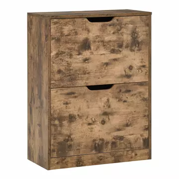 Buy Homcom 2 Drawer Shoe Cabinet Industrial Shoe Cupboard Hallway Wooden Storage Organiser with Flip Doors Adjustable Shelf for 12 Pairs Rustic Brown from Furnituretta