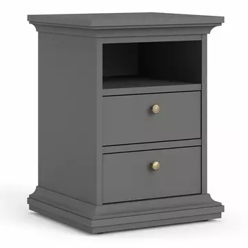 Buy Paris Bedside 2 Drawers in Matt Grey from Furnituretta