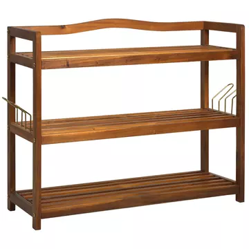 Buy Homcom 3-Tier Shoe Rack, Acacia Wooden Shoe Storage Organiser with 2 Hangers, Holds up to 12 Pairs, for Entryway, Living Room, 74 x 26 x 62 cm, Teak from Furnituretta