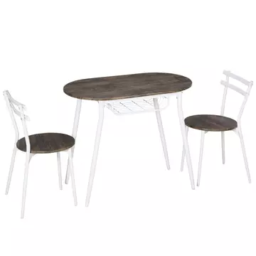 Buy Homcom 3-Piece Dining Table and Chairs Set, Oval Kitchen Table with 2 Chairs, with Wire Storage Shelf and Steel Frame, Natural from Furnituretta