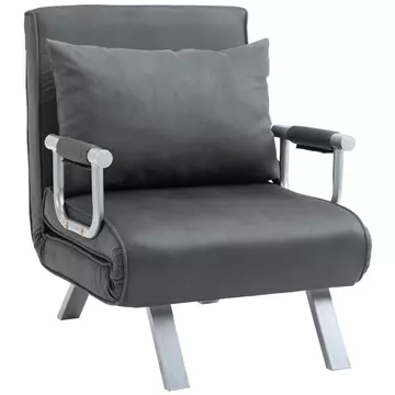 Buy Homcom 2-In-1 Design Single Sofa Bed Sleeper, Foldable Armchair Bed Lounge Couch  Pillow, Dark Grey from Furnituretta