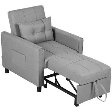 Buy Homcom 3-In-1 Convertible Chair Bed, Pull Out Sleeper Chair, Fold Out Bed with Adjustable Backrest, Side Pockets, Light Grey from Furnituretta