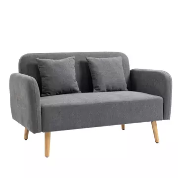 Buy Homcom 2-Seat Loveseat Sofa Chenille Fabric Upholstered Couch with Rubberwood Legs, Grey from Furnituretta