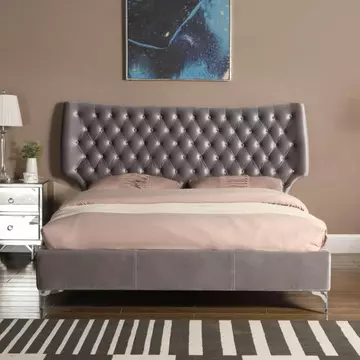 Buy Ashbourne Velvet Double Bed Grey from Furnituretta