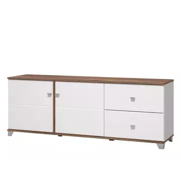 Buy March White Gloss and Warm Oak TV Unit Cabinet from Furnituretta