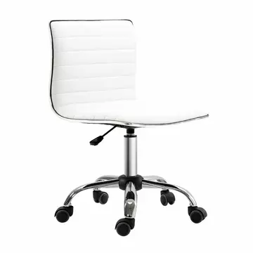 Buy Homcom Adjustable Swivel Office Chair with Armless Mid-Back in PU Leather and Chrome Base - White from Furnituretta