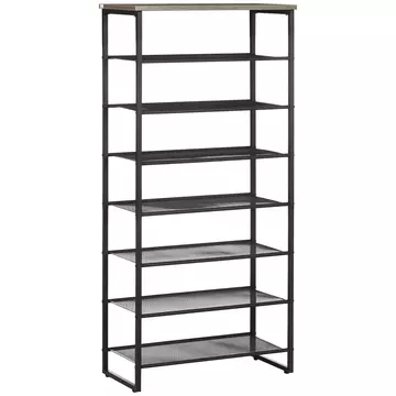Buy Homcom 8-Tier Shoe Rack, Shoe Storage Organizer with Mesh Shelves Free Standing Shoe Shelf Stand for 21-24 Pairs of Shoes for Entryway Black and Grey from Furnituretta