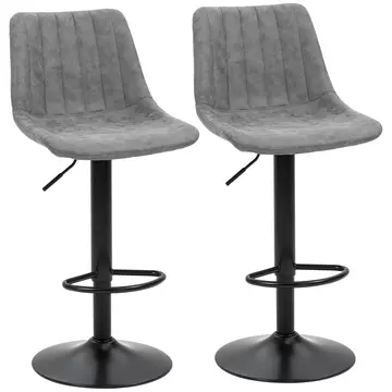 Buy Homcom Adjustable Bar Stools Set of 2 Counter Height Barstools Dining Chairs 360?’?° Swivel with Footrest for Home Pub, Grey from Furnituretta
