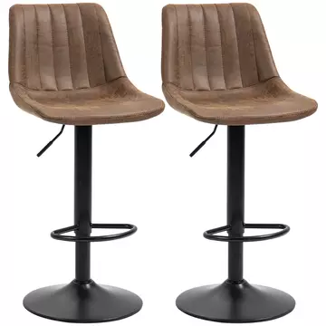 Buy Homcom Adjustable Bar Stools Set of 2 Counter Height Barstools Dining Chairs 360° Swivel with Footrest for Home Pub, Brown from Furnituretta