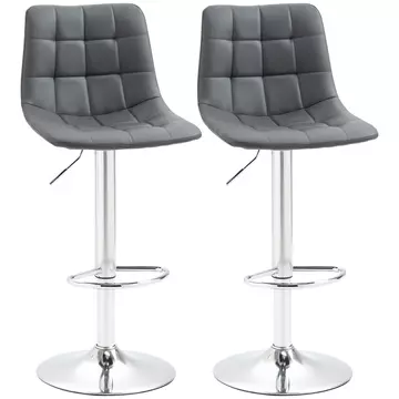 Buy Homcom Bar Stools Set of 2, Adjustable Breakfast Dining Stools for Kitchen, Modern Counter Barstools with 360?’?° Swivel and Footrest, Grey from Furnituretta