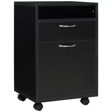 Buy Homcom 60cm Storage Cabinet  Drawer Open Shelf Metal Handles 4 Wheels Office Home Organiser Mobile Printer Black from Furnituretta