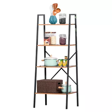 Buy Homcom 4-Tier Vintage Ladder Shelf Bookcase Wood Storage Rack Stand Plants Display Black brown from Furnituretta