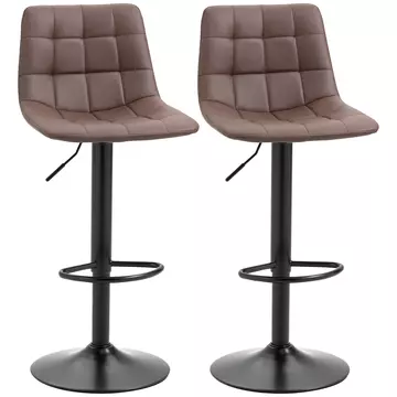 Buy HOMCOM Adjustable Bar Stools Set of 2, Swivel PU Leather Upholstered Barstools with Tufted Seat and Back, Breakfast Bar Chairs for Kitchen Counter, Brown from Furnituretta