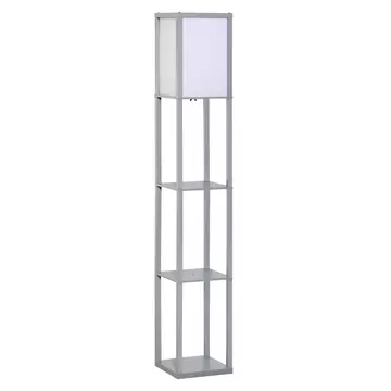 Buy Homcom 4-Tier Grey Floor Lamp with Shelf, Floor Light with Storage Shelf, Reading Standing Lamp from Furnituretta