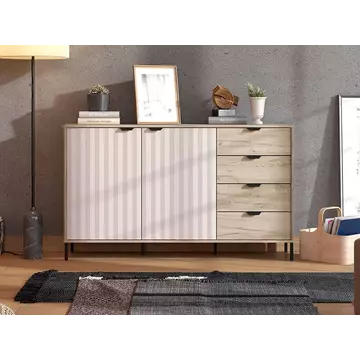Buy Esher Grey Oak Effect and Cashmere Slatted Sideboard from Furnituretta